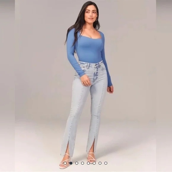 Abercrombie & Fitch Curve Love The Skinny High Rise Split Hem Jeans NWOT 33/14s